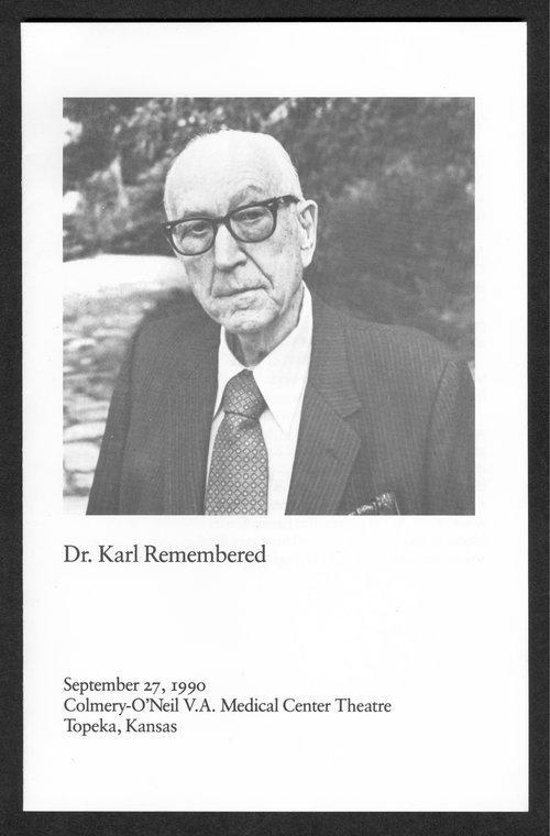 The program from the memorial service for Dr. Karl Menninger
